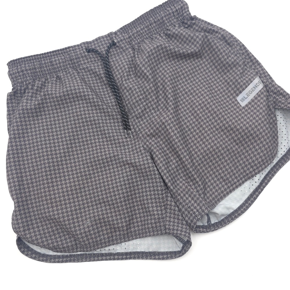 Legends Mens S LukaHoundstooth Athletic Gym Running Shorts Gray Black 5in Read